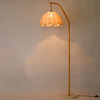 Natural Wood 1-Light Fabric Arc