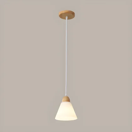 Natural Wood 1-Light Glass Geometric