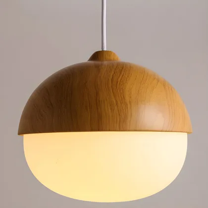 Natural Wood 1-Light Glass Globe