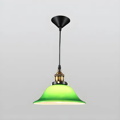 Green 1-Light Glass Bell Shape