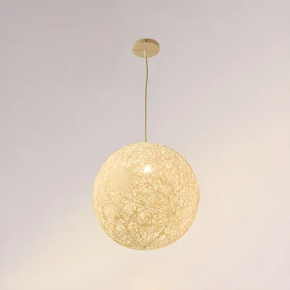 Cream 1-Light Bamboo & Rattan Globe