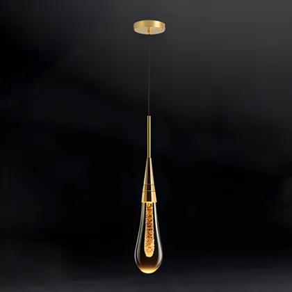 Brass 1-Light Crystal Teardrop