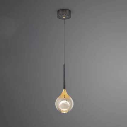 Black 1-Light Crystal Globe