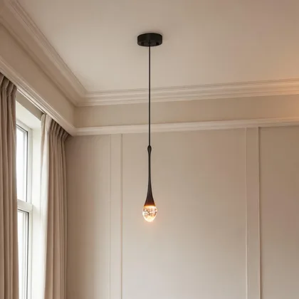 Black 1-Light Crystal Teardrop