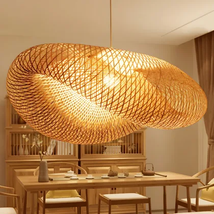 Brown 1-Light Bamboo & Rattan Geometric