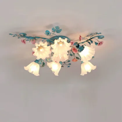 Pink 4-Light Glass Semi-Flush Mount