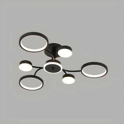 Black 7-Light Acrylic Semi-Flush Mount
