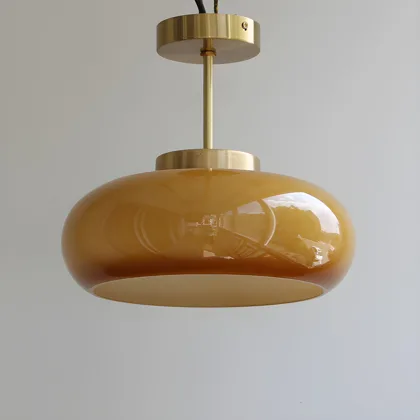 Brass 1-Light Glass Semi-Flush Mount
