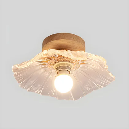 Cream 1-Light Glass Semi-Flush Mount