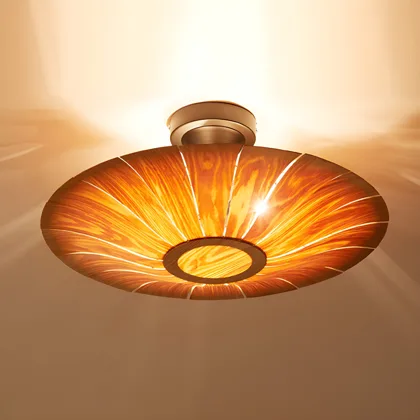 Natural Wood 3-Light Solid Wood Semi-Flush Mount