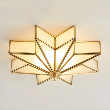 Gold 4-Light Glass Flush Mount