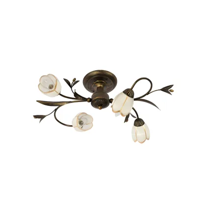 Antique Brass 4-Light Semi-Flush Mount