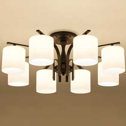 Black 3-Light Glass Semi-Flush Mount