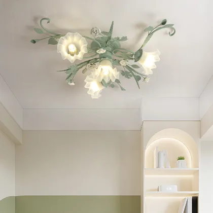 Green 4-Light Glass Semi-Flush Mount