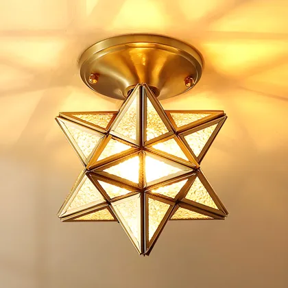 Gold 1-Light Glass Semi-Flush Mount