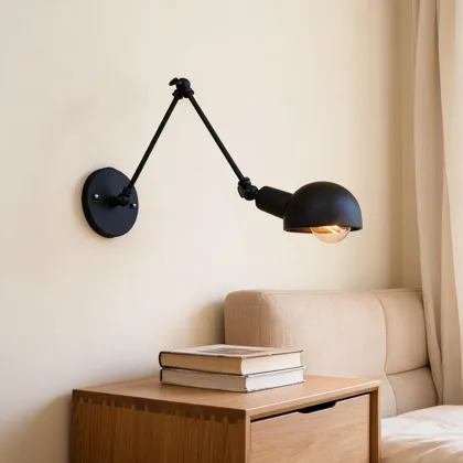 Black 1-Light Iron Swing Arm
