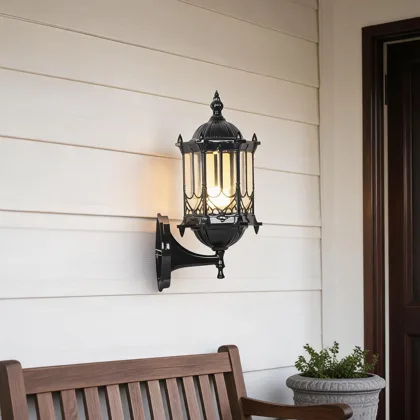 Black 1-Light Glass Standard Wall Light