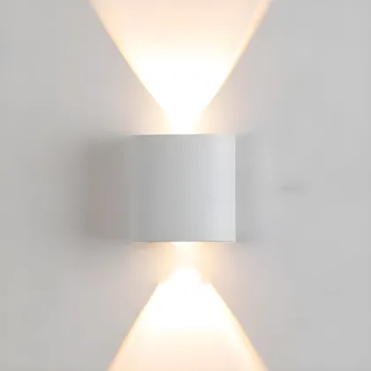 White 2-Light Aluminum Fixed Wall Light
