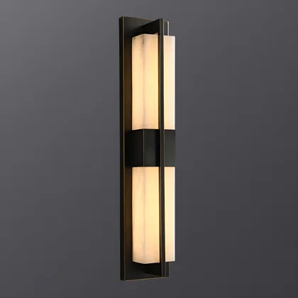 Black 1-Light Stone Fixed Wall Light