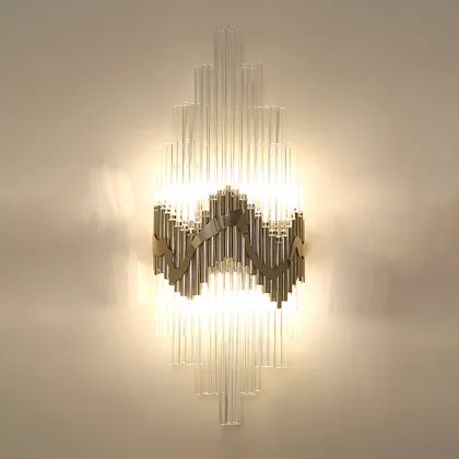 Gold 2-Light Crystal Cylinder