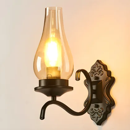Black 1-Light Glass Wall Lights