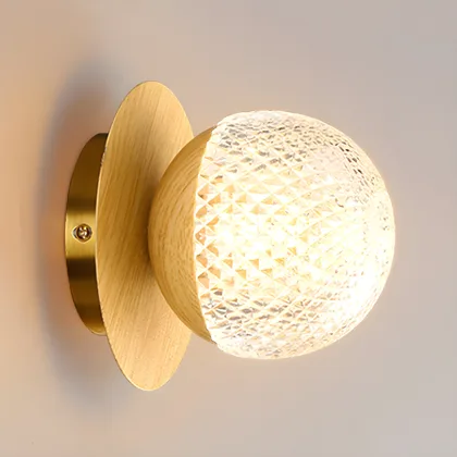 Natural Wood 1-Light Glass Globe