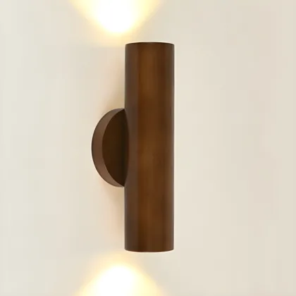 Natural Wood 2-Light Solid Wood Cylinder