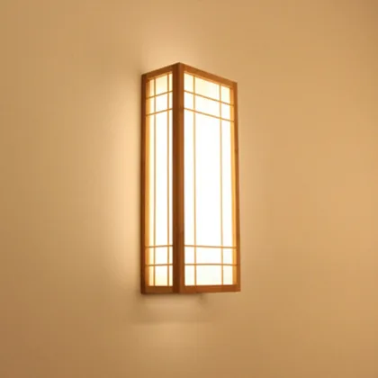 Natural Wood 1-Light Paper Geometric