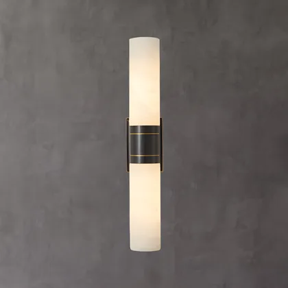 Black 2-Light Stone Cylinder